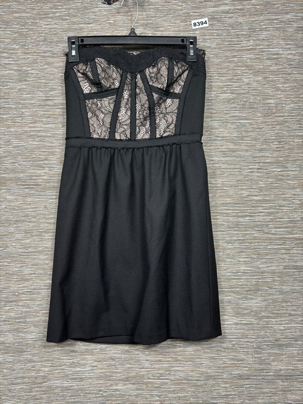 Rebecca Taylor Dress Womens 2 Black Floral Lace Strapless Fit & Flare Mini